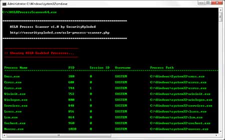 ASLRProcessScanner in Action