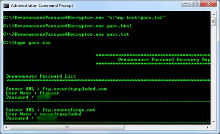 DreamweaverPasswordDecryptor