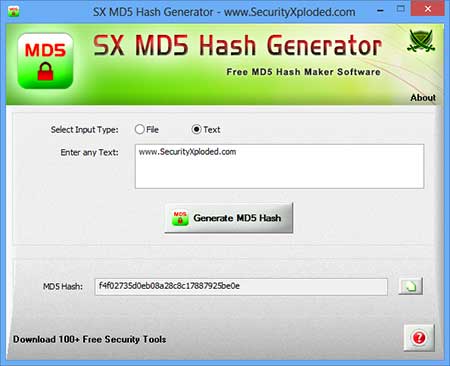 SXMD5HashGenerator Screenshot